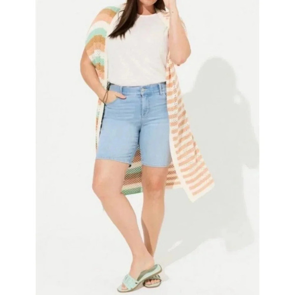 Torrid Womens Open Knit Striped Duster Cardigan Multicolor Size Medium - Picture 14 of 15